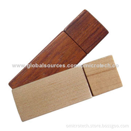 USB Flash Drives with Wooden Case, 64MB to 32GB Flash Memory Capacity